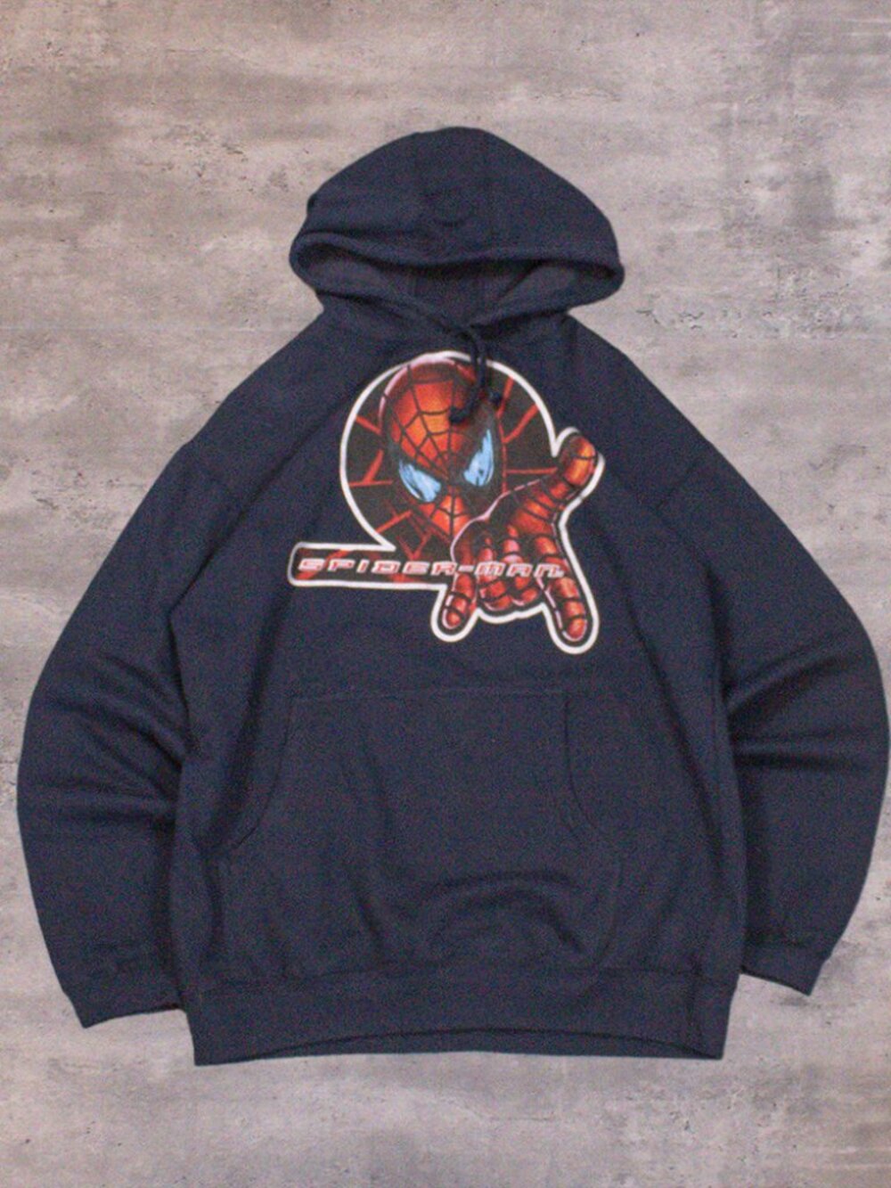 Vintage VTG Y2K 2002 00's Spiderman Movie Promo Navy Hoodie